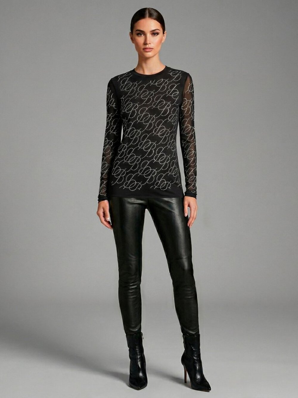 NWOT Rhinestone Mesh Top - Picture 3 of 5